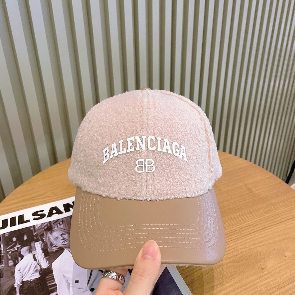 Balenciaga Teddy Leather Baseball Cap in Beige